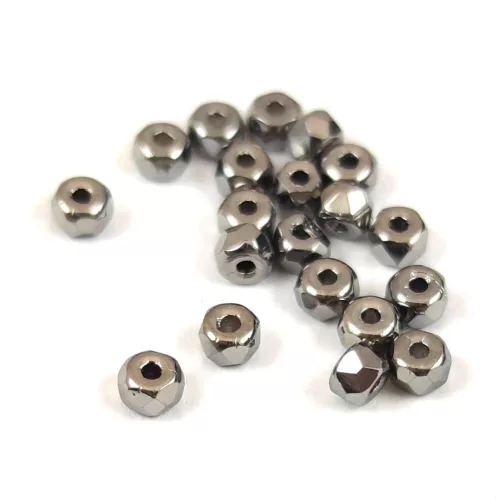 Czech faceted micro spacer bead - Crystal Full Chrome - 2x3mm