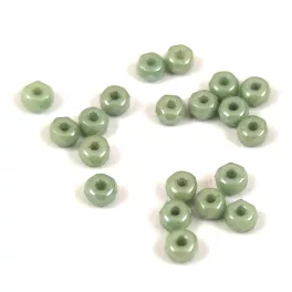   Czech faceted micro spacer bead - Alabaster Light Green Luster - 2x3mm