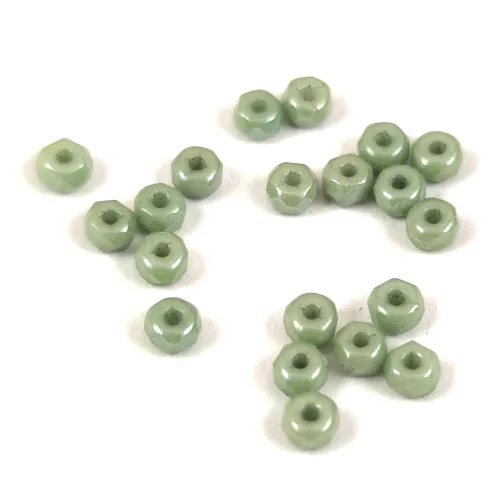 Czech faceted micro spacer bead - Alabaster Light Green Luster - 2x3mm