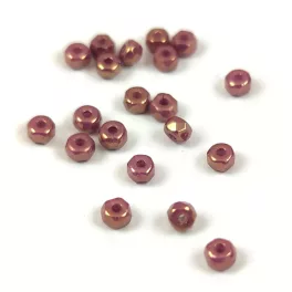   Czech faceted micro spacer bead - Alabaster Purple Bronze Luster - 2x3mm