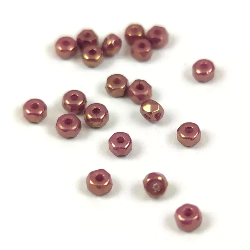 Czech faceted micro spacer bead - Alabaster Purple Bronze Luster - 2x3mm