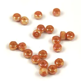   Czech faceted micro spacer bead - Alabaster Rainbow Peach - 2x3mm