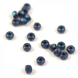   Czech faceted micro spacer bead - Polychrome Denim Blue - 2x3mm