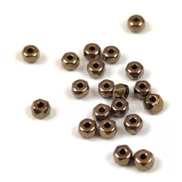 Czech faceted micro spacer bead - Golden Bronze - 2x3mm