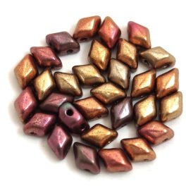   Mini Gemduo cseh préselt üveggyöngy - Matte Metallic Gold Iris - 6x4 mm