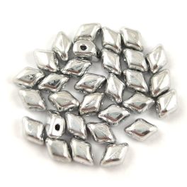 Mini Gemduo cseh préselt üveggyöngy - Silver - 6x4 mm