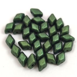   Mini Gemduo cseh préselt üveggyöngy - Golden Shine Dark Olive - 6x4 mm