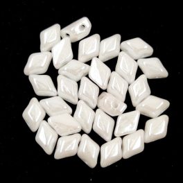   Mini Gemduo cseh préselt üveggyöngy - White Luster - 6x4 mm