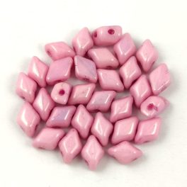   Mini Gemduo cseh préselt üveggyöngy - White Pink Luster - 6x4 mm