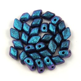   Mini Gemduo cseh préselt üveggyöngy - Jet Polychrome Indigo Violet - 6x4 mm