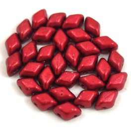   Mini Gemduo cseh préselt üveggyöngy - Metalust Lipstick Red - 6x4 mm