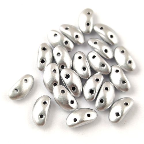 Mobyduo cseh préselt kétlyukú gyöngy - Aluminium - 3x8mm