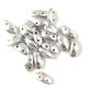 Mobyduo Czech Pressed 2 Hole Bead - Silver - 3x8mm