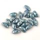Mobyduo Czech Pressed 2 Hole Bead - Chalk White Blue Luster - 3x8mm
