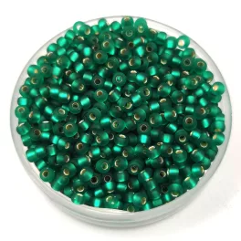   Miyuki Japanese Round Seed Bead - 17f - Matt Silver Lined Emerald - size:11/0
