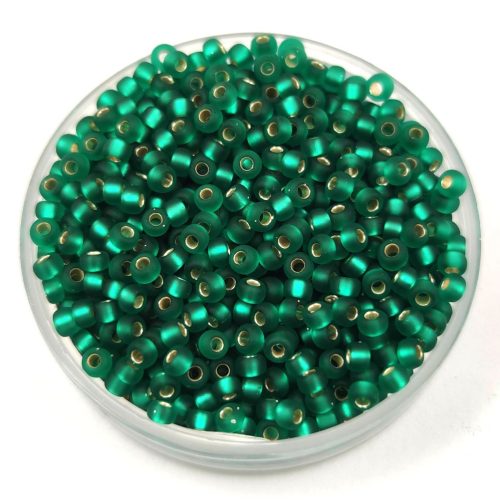 Miyuki Japanese Round Seed Bead - 17f - Matt Silver Lined Emerald - size:11/0
