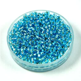   Miyuki Japanese Round Seed Bead - 18 - Silver Lined Aqua - size:11/0