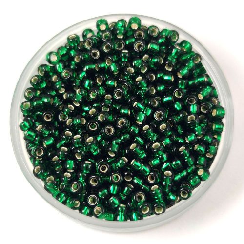 Miyuki Japanese Round Seed Bead - 27 - Silver Lined Dark Emerald - size:11/0