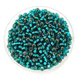   Miyuki Japanese Round Seed Bead - 20 - Silver Lined Teal - size:11/0
