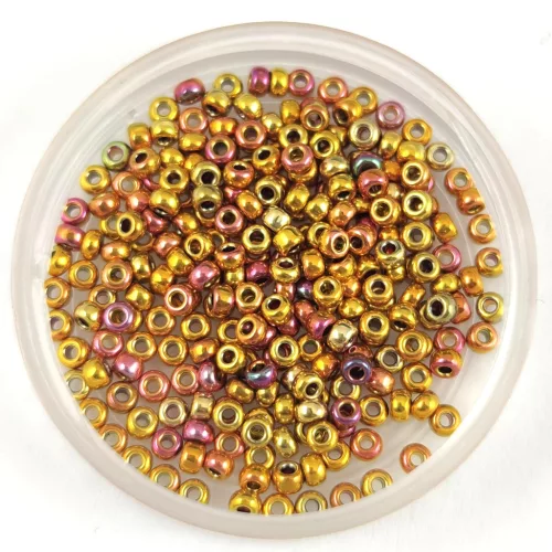 Miyuki Japanese Round Seed Bead - 0199 - 24k Gold Plated Iris - size:11/0