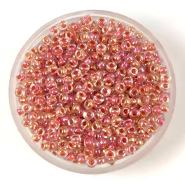   Miyuki Japanese Round Seed Bead - 275 - Dark Peach Lined Crystal AB - size:11/0