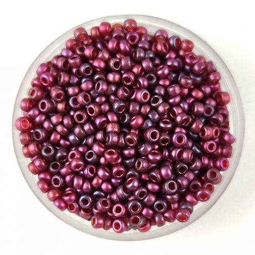 Miyuki Japanese Round Seed Bead - 313sf - Semi-Frosted Cranberry Gold Luster - size:11/0