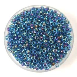   Miyuki Japanese Round Seed Bead - 339 - Blue Lined Aqua AB - size:11/0