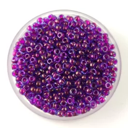   Miyuki Japanese Round Seed Bead - 352 - Fuchsia Lined Aqua Luster - size:11/0