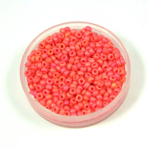 Miyuki Japanese Round Seed Bead - 407fr - Matte Opaque Vermillion Red AB - size:11/0