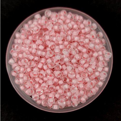 Miyuki Japanese Round Seed Bead - 1923 - Semi Frosted Pale Pink Lined Crystal - size:11/0
