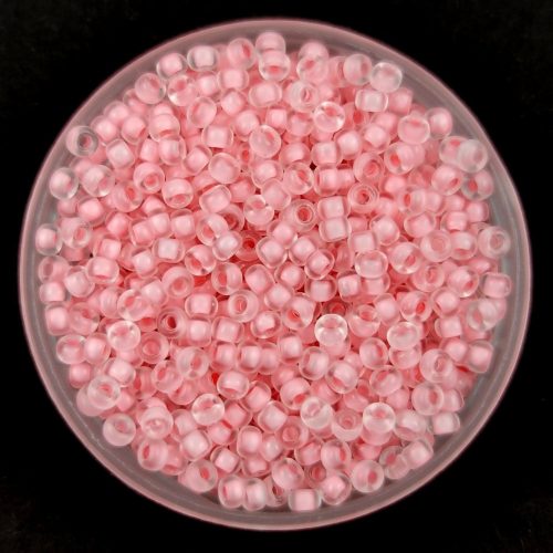 Miyuki Japanese Round Seed Bead - 1934 - Semi-Frosted Baby Pink Lined Crystal - size:11/0