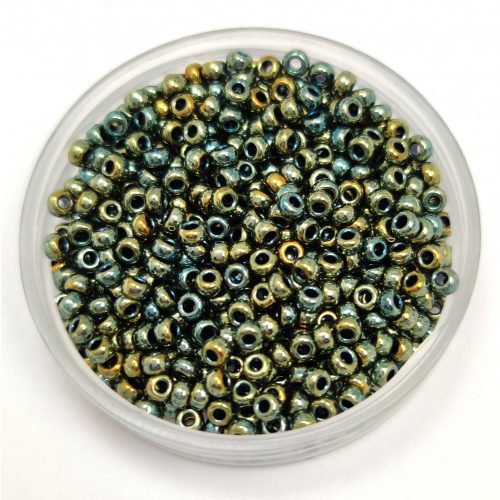 Miyuki Japanese Round Seed Bead - 1958 - Metallic Olive Green Iris - size:11/0
