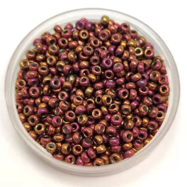   Miyuki Japanese Round Seed Bead - 1969 - Metallic Tea Berry Gold Iris - size:11/0