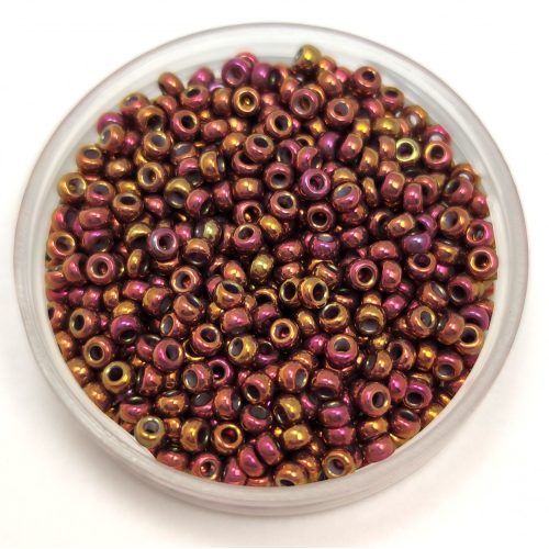 Miyuki Japanese Round Seed Bead - 1969 - Metallic Tea Berry Gold Iris - size:11/0