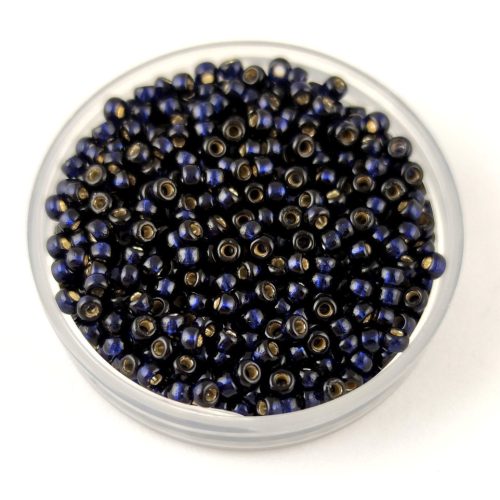 Miyuki Japanese Round Seed Bead - 4282 - Duracoat Silver Lined Dyed Indigo  Navy Blue - size:11/0
