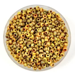   Miyuki Japanese Round Seed Bead - 4512 - Opaque Yellow Picasso - size:11/0