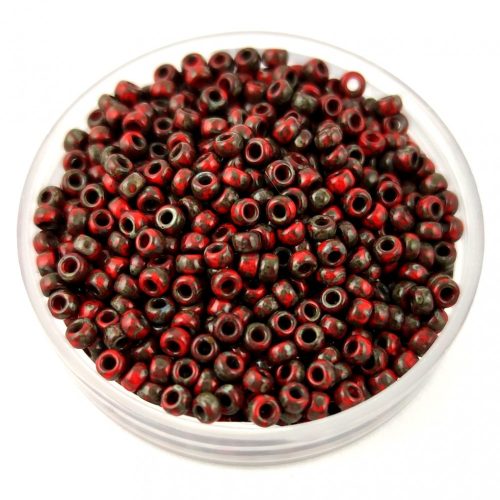 Miyuki Japanese Round Seed Bead - 4513 - Opaque Red Picasso Luster - size:11/0