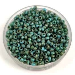   Miyuki Japanese Round Seed Bead - 4514 - Opaque Turquoise Blue Picasso - size:11/0