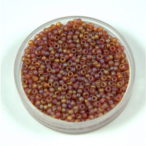 Miyuki Japanese Round Seed Bead - 134fr - Matte Transparent Amber AB – size:15/0