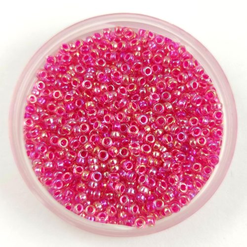 Miyuki Japanese Round Seed Bead - 355 - Fuchsia Lined Crystal AB - size:15/0