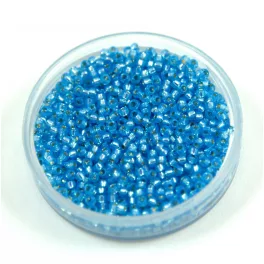   Miyuki Japanese Round Seed Bead - 573 - Silver Lined Aqua Blue Alabaster - size:15/0