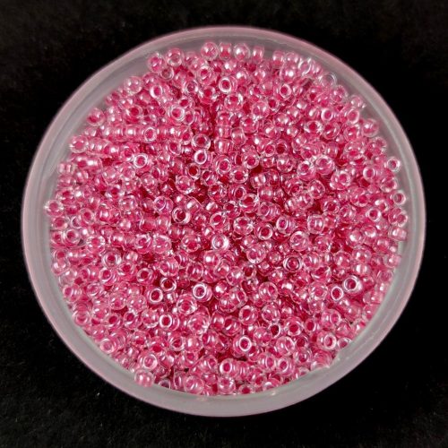 Miyuki Japanese Round Seed Bead - 1524 - Sparkling Peony Pink Lined Crystal - size:15/0