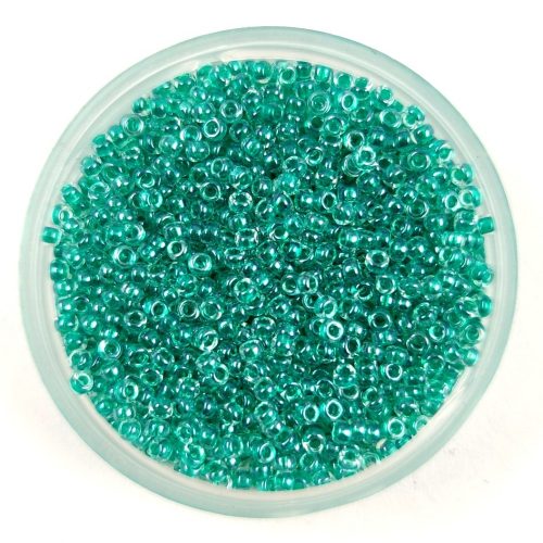 Miyuki kásagyöngy - 1555 - Dark Aqua Green Lined Crystal - méret:15/0