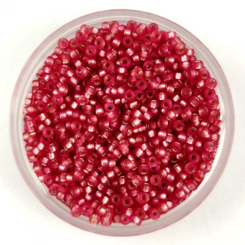 Miyuki Japanese Round Seed Bead - 1627 - Semi-Matte Silver Lined Light Cranberry - size:15/0