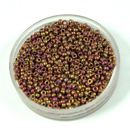 Miyuki Japanese Round Seed Bead - 1969 - Metallic Tea Berry Gold Iris - size:15/0