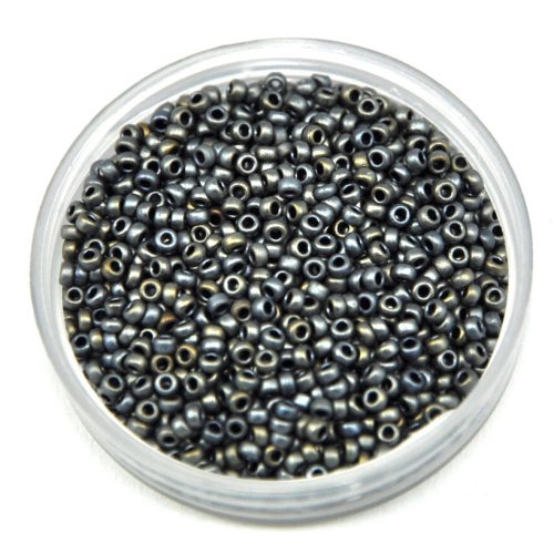 Miyuki Japanese Round Seed Bead - 2002 - Matte Metallic Gunmetal Iris - size:15/0