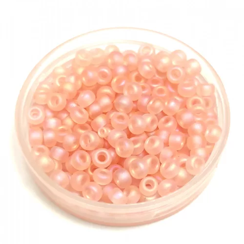 Miyuki Japanese Round Seed Bead - 155fr - Frosted Light Tea Rose AB - size: 8/0