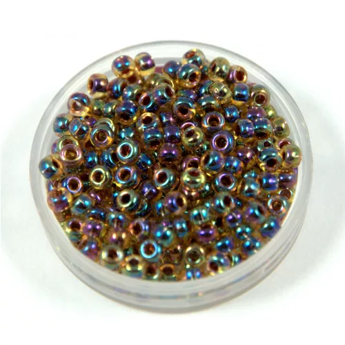 Miyuki Japanese Round Seed Bead - 357 - Root Beer Lined Light Topaz AB - size:8/0