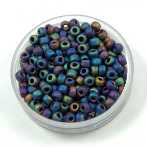 Miyuki Japanese Round Seed Bead - 401fr - Opaque Matte Black Rainbow - size:8/0