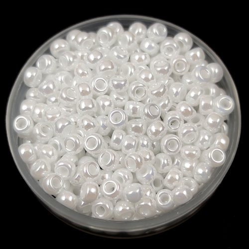 Miyuki Japanese Round Seed Bead - 420 - Opaque White Luster - size:8/0